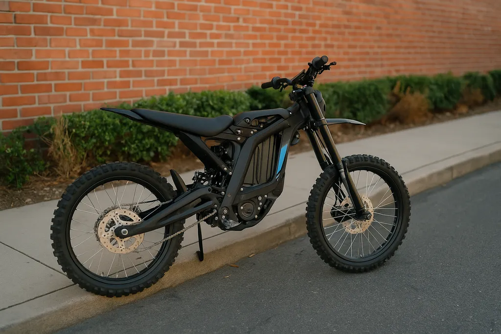 Can you ride a Sur Ron on the sidewalk – electric dirt bike parked beside sidewalk