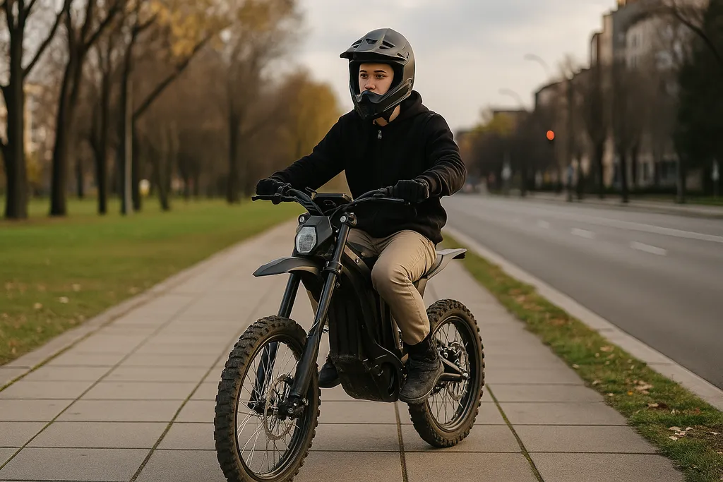 Can you ride an electric dirt bike on the sidewalk in public park zones?