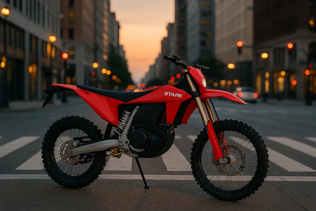 Can the Stark Varg be street legal? Stark Varg in the city at twilight Can the Stark Varg be street legal – electric dirt bike parked on city street at sunset