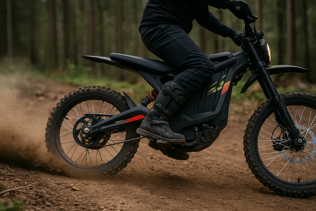 Electric dirt bike on forest trail – Are electric dirt bikes lighter? Are electric dirt bikes lighter