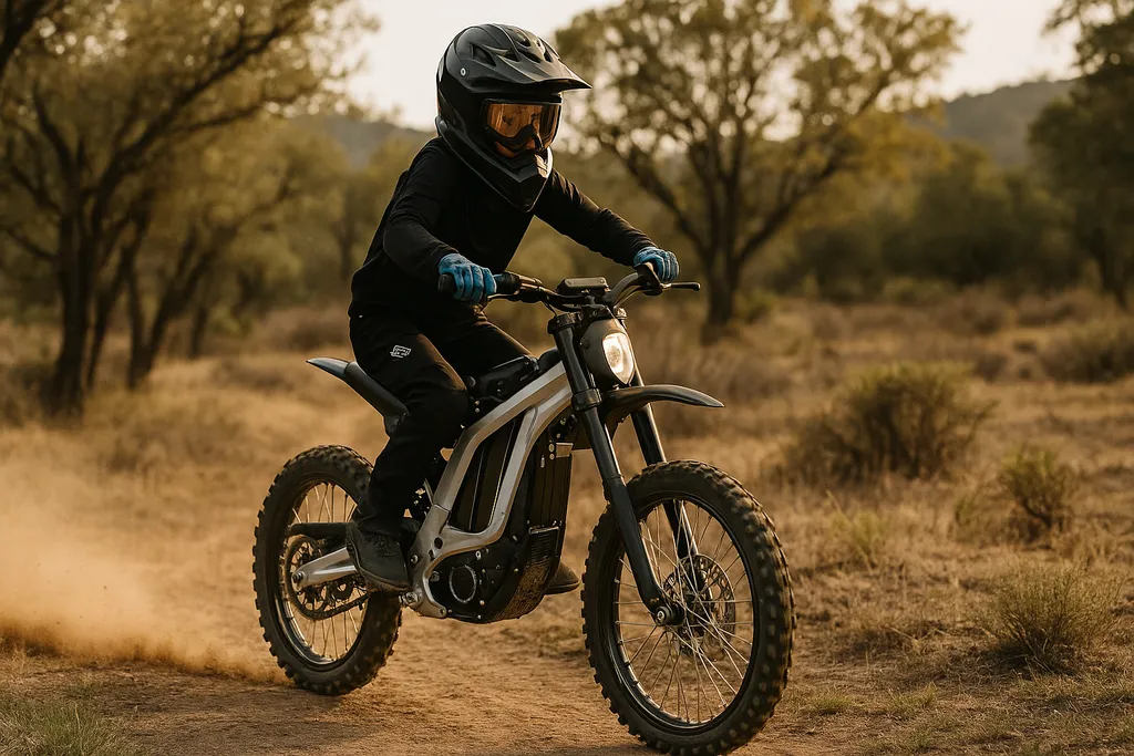 Do electric dirt bikes have gears? See how they handle the trail. Rider on an electric dirt bike in action on a dirt trail – do electric dirt bikes have gears