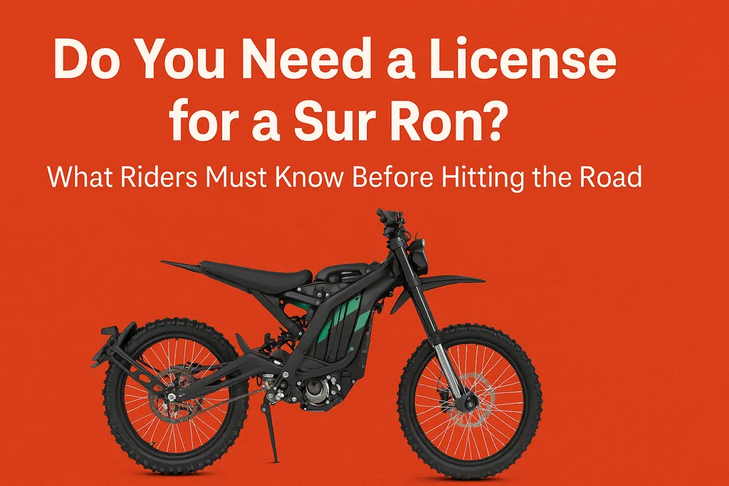 Sur Ron electric dirt bike with title asking Do You Need a License for a Sur Ron