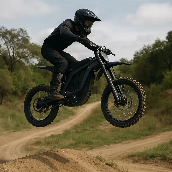 How much does an electric dirt bike weigh – rider jumping on a dirt trail