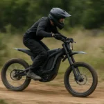 How fast does a Sur Ron Light Bee X go electric off-road bike rider on a dirt trail