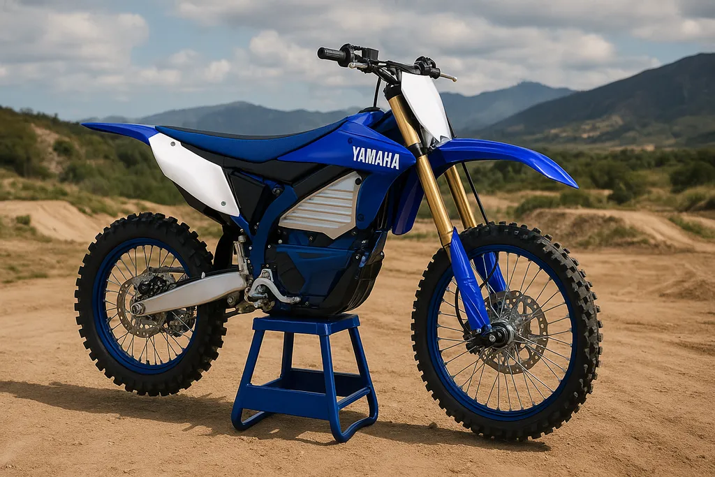 Is Yamaha making an electric dirt bike - realistic photo of a Yamaha electric dirt bike in an off-road setting