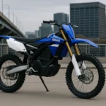 Is Yamaha making an electric dirt bike - realistic concept parked in an urban environment