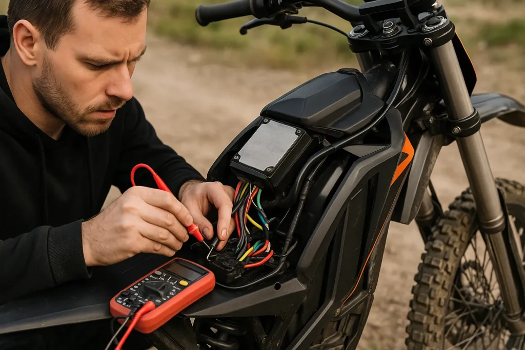 how to troubleshoot e-dirt bike controller issues with wiring, throttle response and power loss diagnosis