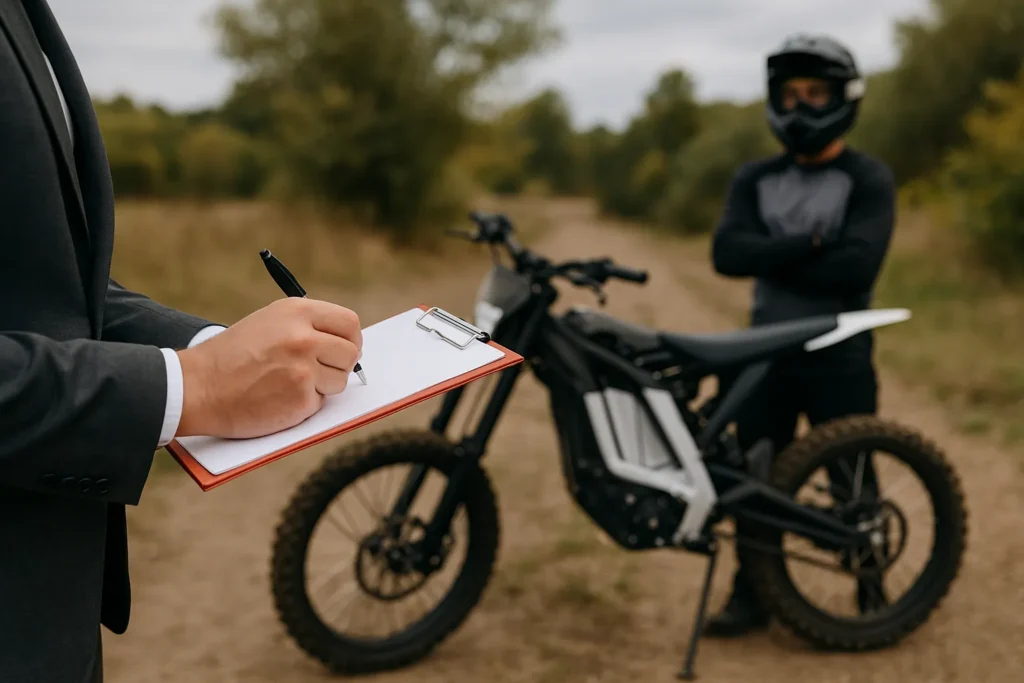 insurance cost for electric dirt bike with rider protection showing realistic coverage scenario